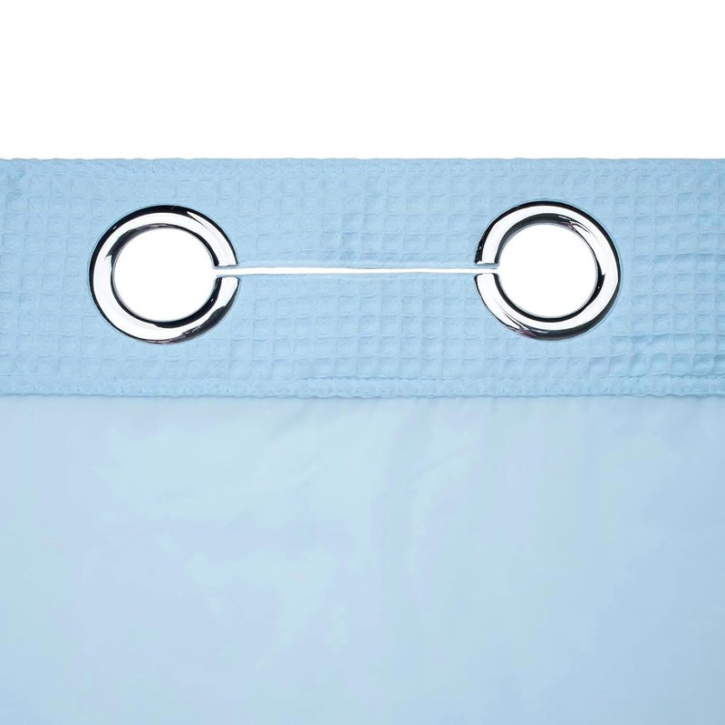 River Dream Sky Blue Fabric Shower Curtain Set, Cotton Blend, Waffle Weave, with Snap in Replacement Linerï¼Œ71 x 74 inches - Image 4